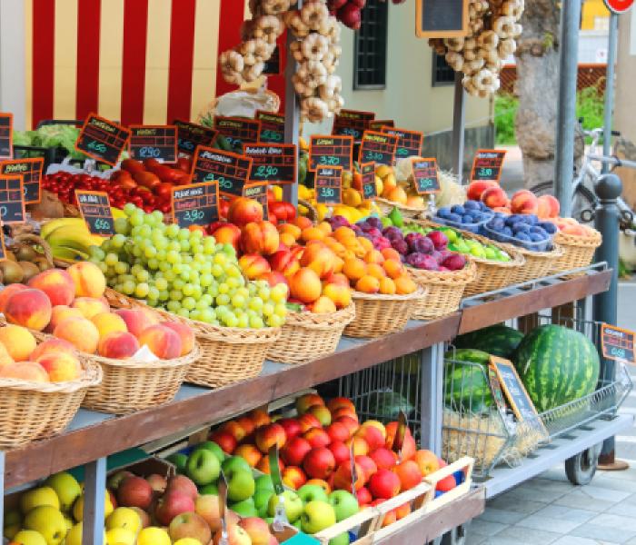 Fruits and vegetable in baskets image